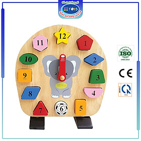 Đồ chơi gỗ Đồng hồ voi con | Winwintoys 67112 | Phân biệt màu sắc, nhận biết thời gian và hình học cơ bản