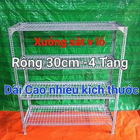 Mua Kệ sắt v lỗ 4 tầng ( Rộng 30cm) vỉ lưới sắt ô vuông Dài cao nhiều kích thước lựa chọn