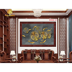 Tranh kính Cửu ngư quần hội D1002