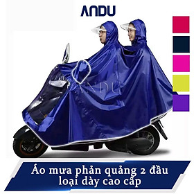 Mua Áo Mưa 2 Đầu Phản Quang Vải Dù Ép PVC Dày Dặn Chống Rách Có Kính Che Cao Cấp