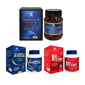 BỘ SẢN PHẨM CHO MẸ BẦU: SẮT, CANXI, DHA GỒM: VIÊN SẮT HỮU CƠ NZ FE FORT, VIÊN CANXI NANO HỮU CƠ NZ ULTRA CAL, VIÊN DẦU CÁ HỒI DR NATURAL OMEGA 3 SALMON OIL