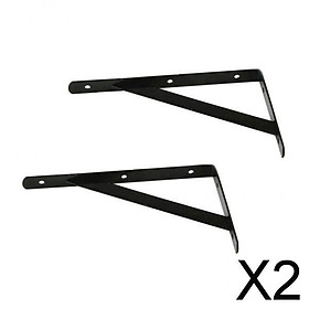 2x2 Pieces Metal L Shape Wall Shelf Bracket Rack Bracket 150x95x2mm Black