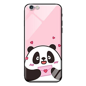 Ốp kính cường lực cho iPhone 6 Plus Panda Nền Hồng - Hàng chính hãng