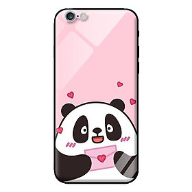 Ốp kính cường lực cho iPhone 6s Plus Panda Nền Hồng - Hàng chính hãng