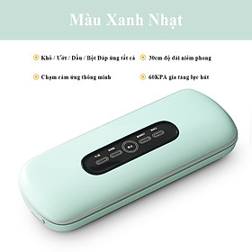 Máy Hút Chân Không Thực Phẩm Kiêm Niêm Phong Miệng Túi MR-8812 (Nhiều Màu) Cao Cấp-Chế Độ Hút Khô/Ướt/Thủ Công & Hút Chiết Xuất Không Khí Hộp Thực Phẩm. Hàng Chính Hãng - Xanh Nhạt