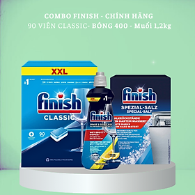 Combo viên rửa bát finish 110 viên+nước làm bóng finish 800ml+muối rửa bát finish 1,5kg dùng cho máy rửa bát