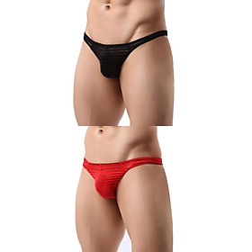 2/set Black & Red Men's Sexy Stretchy Mesh Thong G-String T-Back Pouch Underwear