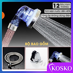 Vòi sen tăng áp Kosko không dùng điện, nhôm nguyên khối, công nghệ tia nước nano mềm dịu làn da