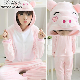 Bộ Đồ hình thú liền thân lông mịn Pijama dành Cho Người Lớn và Trẻ Em Hoạt Hình Cosplay