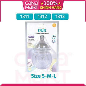 Set 2 núm ti cho bình miệng rộng Pur Comfort Feeder size S 1311