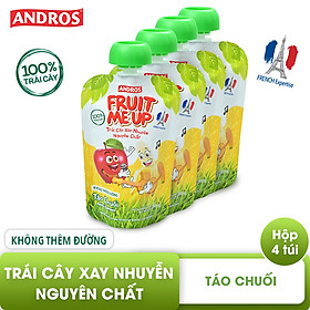 Trái Cây Xay Nhuyễn Nguyên Chất Andros Fruit Me Up - Táo Chuối - Hộp 4 Túi