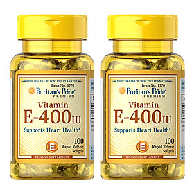 Thực Phẩm Chức Năng - Bộ 2 Viên Uống Bổ Sung Vitamin E Giúp Đẹp Da, Chống Lão Hóa, Hỗ Trợ Tim Mạch Puritan'S Pride Vitamin E-400 Iu (100 Viên)