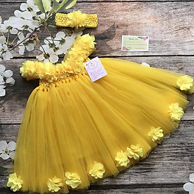 Váy bé gái Váy công chúa cho bé vàng dải