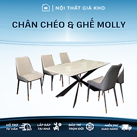 Mua Bàn ăn mặt đá ceramic bóng chân sắt kết hợp ghế Molly