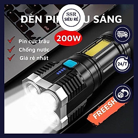 Mua Đèn Pin SSR L19 4 Led Siêu Sáng Chiếu Xa 200M 4 Chế Độ Sáng  Chống Thấm Nước  Có COB Led hông (PD5574)