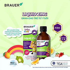 Kẽm giảm biếng ăn cho trẻ 1 - 13 tuổi Brauer Zinc Úc hỗ trợ trẻ ăn ngon, hấp thụ tốt, ngủ ngon, tăng sức đề kháng, phát triển tốt - OZ Slim Store