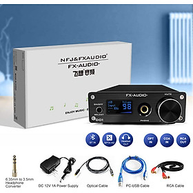 Bộ Giải Mã FX-Audio DAC D01 32 Bit/768Khz/ DSD512 Bluetooth 5.0 USB  and Headphone Amplifier HiFi Stereo Digital to Analogue ES9038Q2M/XMOS XU208 Support APTX/HD/LDAC/DSD.512 with 6.35mm to 3.5mm Headphone Converter - Hàng Chính Hãng