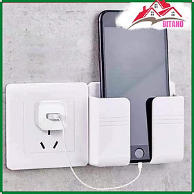Mua Kệ Dán Tường Để Remote - Giá Đỡ Sạc Điện Thoại Có Móc Treo Giữ Dây Điện BITANO