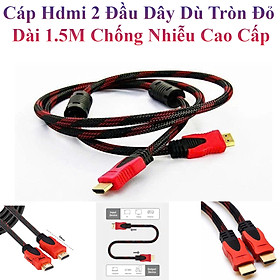 Mua Cáp Hdmi 2 Đầu Dây Dù Tròn Đỏ Dài 1.5M Chống Nhiễu Cao Cấp
