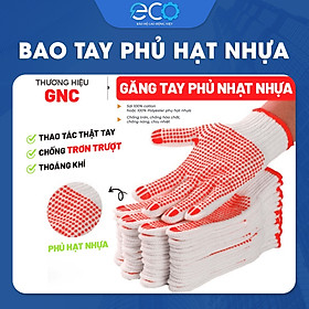Găng tay bảo hộ sợi phủ hạt nhựa 70g sợi cao cấp chống trơn trượt độ bám cao