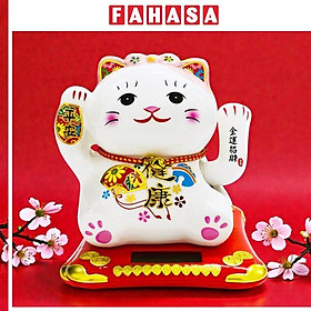 Tượng Mèo Thần Tài Vẩy Tay 12 cm - Trang Trí Tết - T87 - Tai Mèo Màu Hồng