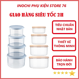 Combo 4 Hộp Đựng Thực Phẩm Tròn Hokkaido Nhiều Cỡ Xuất Nhật - Hàng Chính Hãng ( Tặng kèm khăn lau pakasa)