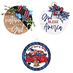 3x Rustic Wooden Welcome Door Sign Hanging Wreath Ornament Independence Day