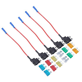 12 Pieces Car Truck Boat 5A-30A Medium Fuses with Add-a-circuit Fuse Holders