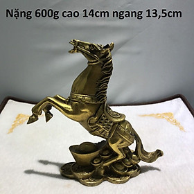 Tượng ngựa trên thỏi vàng bằng đồng MS265