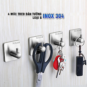 Combo 4 móc treo loại B, Inox 304, SUS304 dùng miếng dính dán tường không cần khoan, xắp xếp treo đồ đạc gọn gàng, tiết kiệm không gian, đồ dùng gia đình, Dan House 311-B4