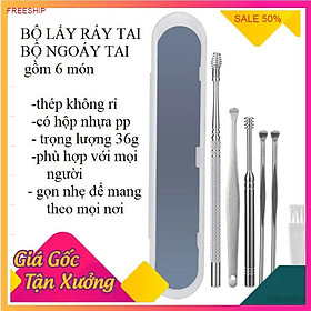 Combo 6 món dụng cụ lấy ráy tai cao cấp an toàn, đã ngứa, cạo cứt ráy khô, ẩm, nén, làm sạch tai