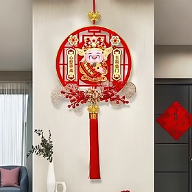 Liễn treo thần tài KG79 lắc lư gọi thần tài tết cầu may mắn, tài lộc size 38x140cm - kèm pin và móc treo- Hàng chính hãng