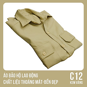 Áo bảo hộ lao động, chất liệu thoáng mát, bền đẹp - Mã C12 (Kem Vàng) - 1 Áo - 7