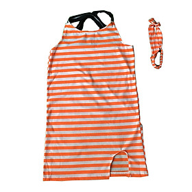 Set váy đầm bé gái kẻ ngang kèm băng đô size 1-6