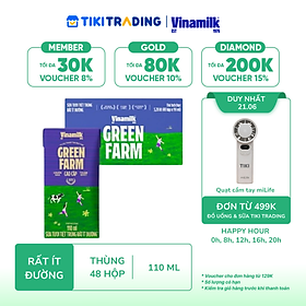 Thùng 48 hộp Tươi Tiệt Trùng Vinamilk Green Farm rất ít đường 110ml