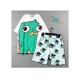 Set quần áo nữ Perry gồm 1 quần cartoon kèm 1 áo thun nam nữ form rộng tay lỡ Freesize mặc vừa từ 40-65kg Molly Urban