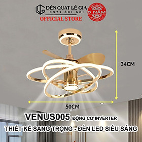 Mua  Cao Cấp  Quạt trần sang trọng LÊ GIA VENUS005 | Quạt trần đèn pha lê trang trí | Quạt trần hiện đại cao cấp có đèn | Quạt Trần Đèn Chùm Cho Phòng Khách Phòng Ngủ Spa { Hàng Chính Hãng }