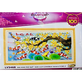 Mua Tranh thêu chữ thập Cửu ngư cành mai vàng LV3468  kích thước 124 x 58 cm