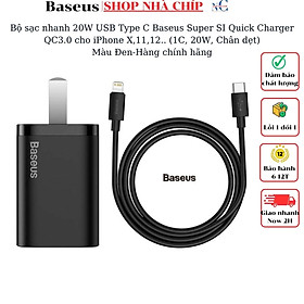 Hình ảnh Bộ sạc nhanh 20W USB Type C Baseus Super SI Quick Charger QC3.0 cho iPhone 12 (1C, 20W, Chân dẹt) - Hàng chính hãng