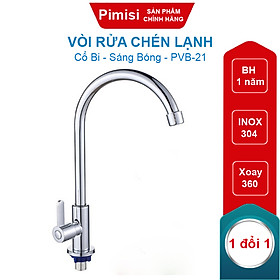 Mua Vòi Rửa Chén Lạnh 1 Đường Nước INOX 304 Pimisi Cao Cấp Mạ Xi Cr/Ni Sáng Bóng Cổ Xoay Bi Cấp Nước Cho Chậu Rửa Bát 1-2-3 Hố Trong Nhà Bếp Gắn Chậu Âm - Dương Bàn Đá Quay 360 Tăng Áp Kiểu Đơn Cổ Ngỗng Cần Cứng - Thân - Để To | Hàng chính hãng