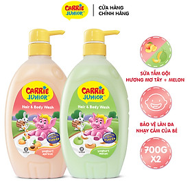 Combo 2 Chai Sữa Tắm Gội Cho Bé Carrie Junior Yoghurt Hương Melon + Hương