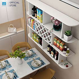 Mua Kệ Để Vang Treo Tường 3 Tầng Bo Góc Hiện Đại Thương Hiệu SIB Decor (Kèm Giá Treo Ly) KR08