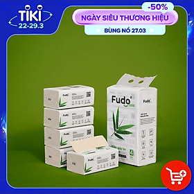 Khăn giấy tre Fudo - Combo 4 Gói Giấy Ăn: 100% bột tre, không tạo mùi, không tẩy trắng, siêu mềm, siêu mịn, siêu dai