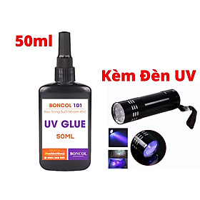 Keo Uv Trong Suốt Dán Kính, Dán Mica Inox Boncol 101 Tặng Đèn UV 50ml