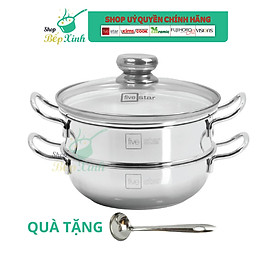 Nồi lẩu xửng hấp inox fivestar 3 đáy từ nắp kính