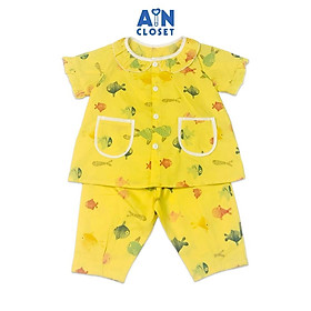 Bộ quần áo lửng bé gái họa tiết Baby shark nền vàng cotton - AICDBG2TR9QL - AIN Closet