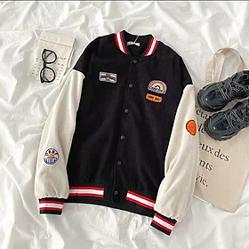 Áo khoác bomber bóng chày 3 lớp nhung nỉ và kèm lớp gió ấm áp