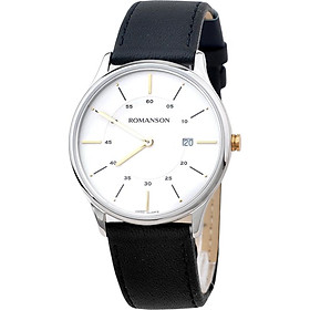 Đồng hồ nam dây da Romanson TL3218MWBK - màu WH/ BK