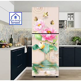 Mua Tranh Dán Trang Trí Tủ Lạnh - Hoa Sen Hồng Hue Decor Chất Lượng Chống Nước Siêu Bền   Giá Tốt  Đổi Trả Miễn Phí