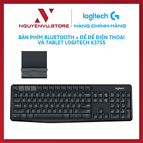 Bàn phím không dây Logitech K375s có kèm giá đỡ linh hoạt - USB Unifying, Kết nối 3 thiết bị, phím gõ thoải mái không ồn, phù hợp Laptop/Điện thoại/Tablets - Hàng chính hãng